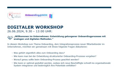 Kostenloser Digitaler Workshop, 26.06.2024, 9.30 – 13:00 Uhr: